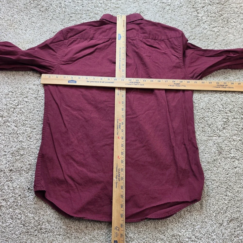 Banana Republic Grant Slim Fit Mens M Cotton Pinpoint Oxford Burgundy Shirt